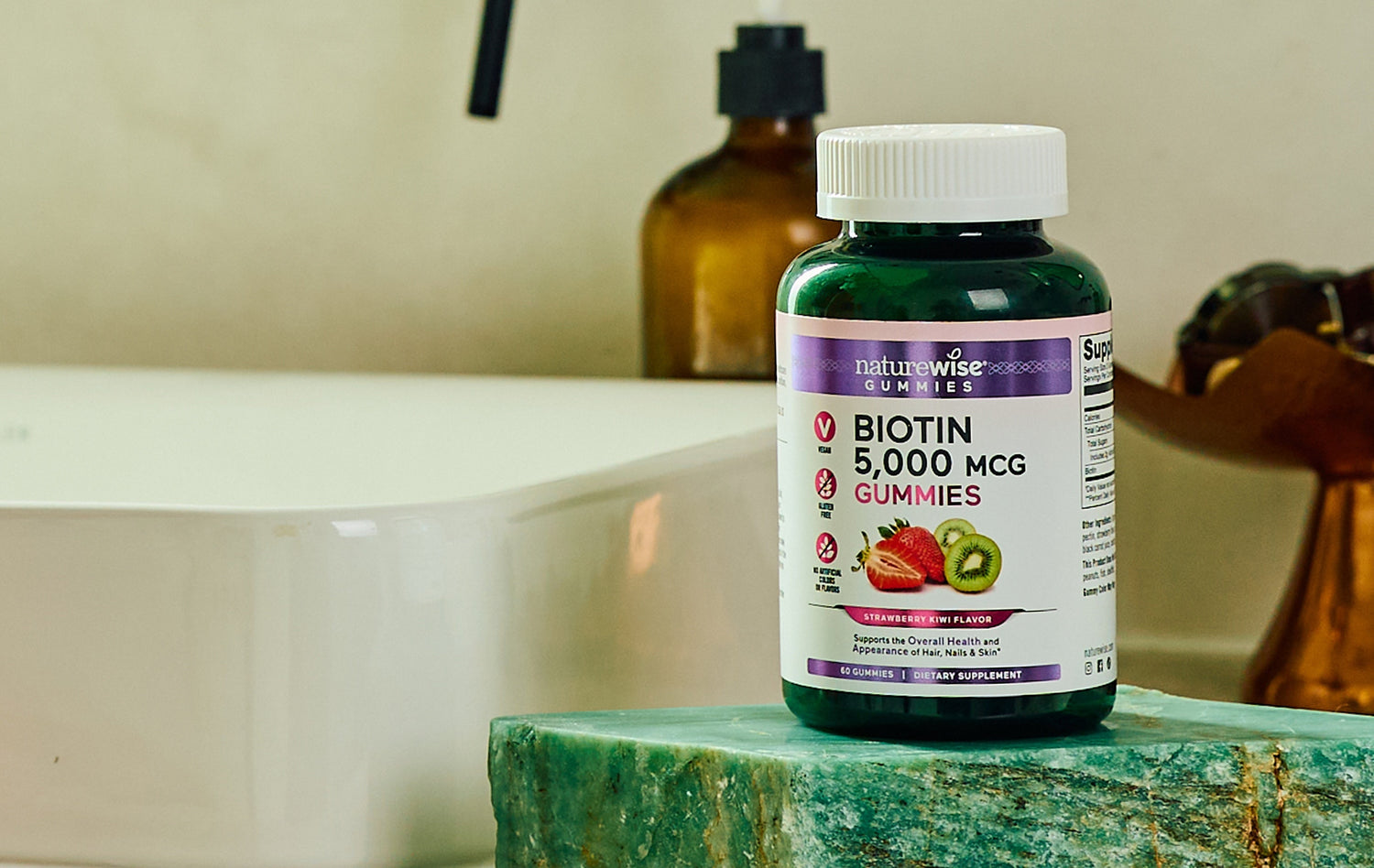 Biotin gummies on counter