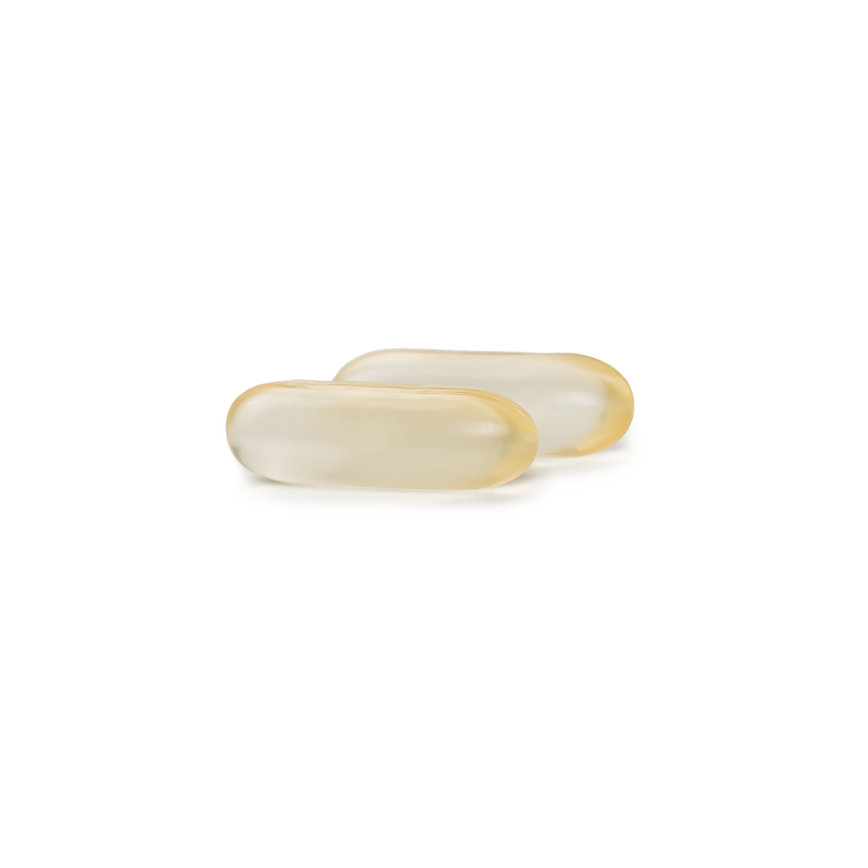 Two clear Naturewise Algae Vegan Omega-3 softgels on a blank background