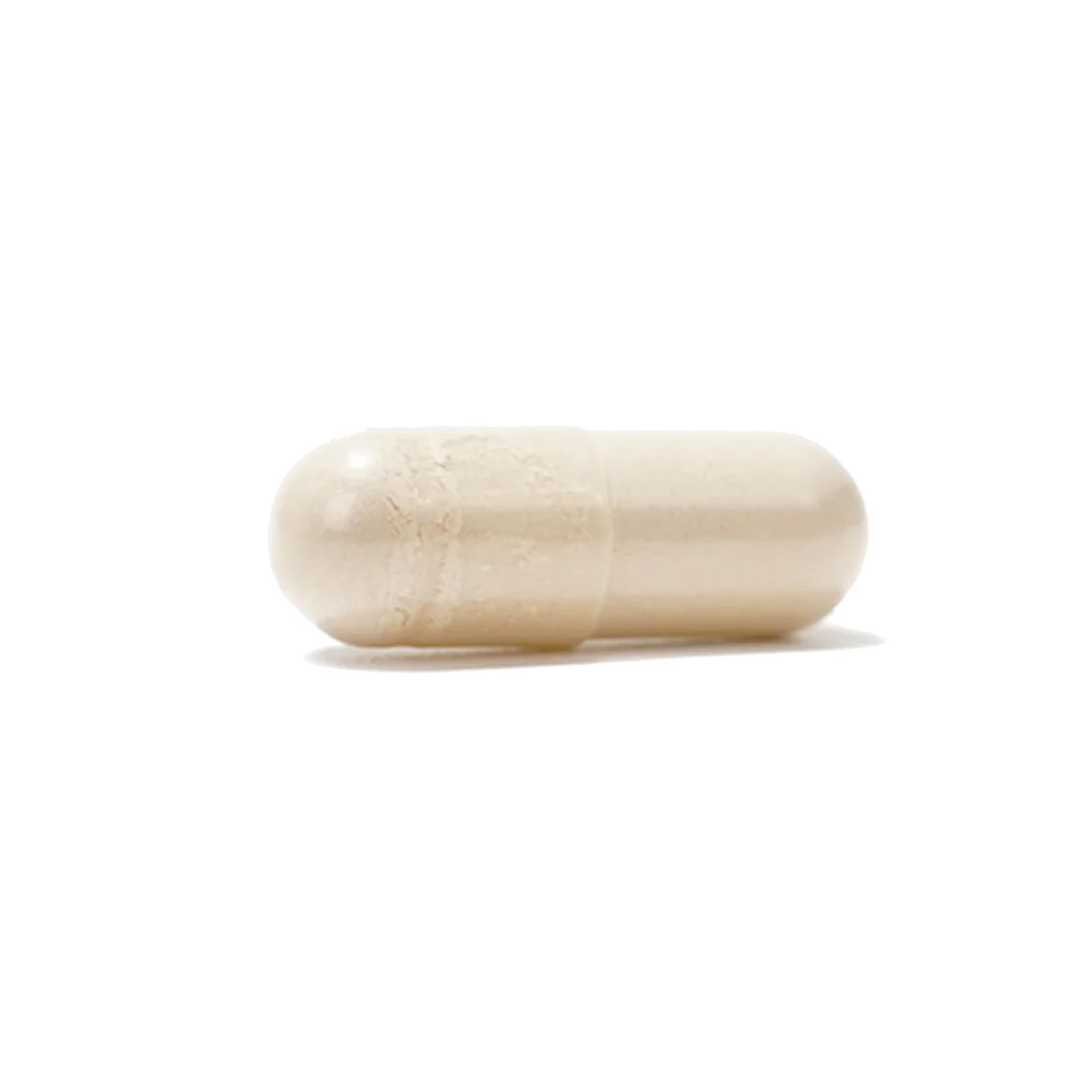 5-htp supplement capsule on a white background.