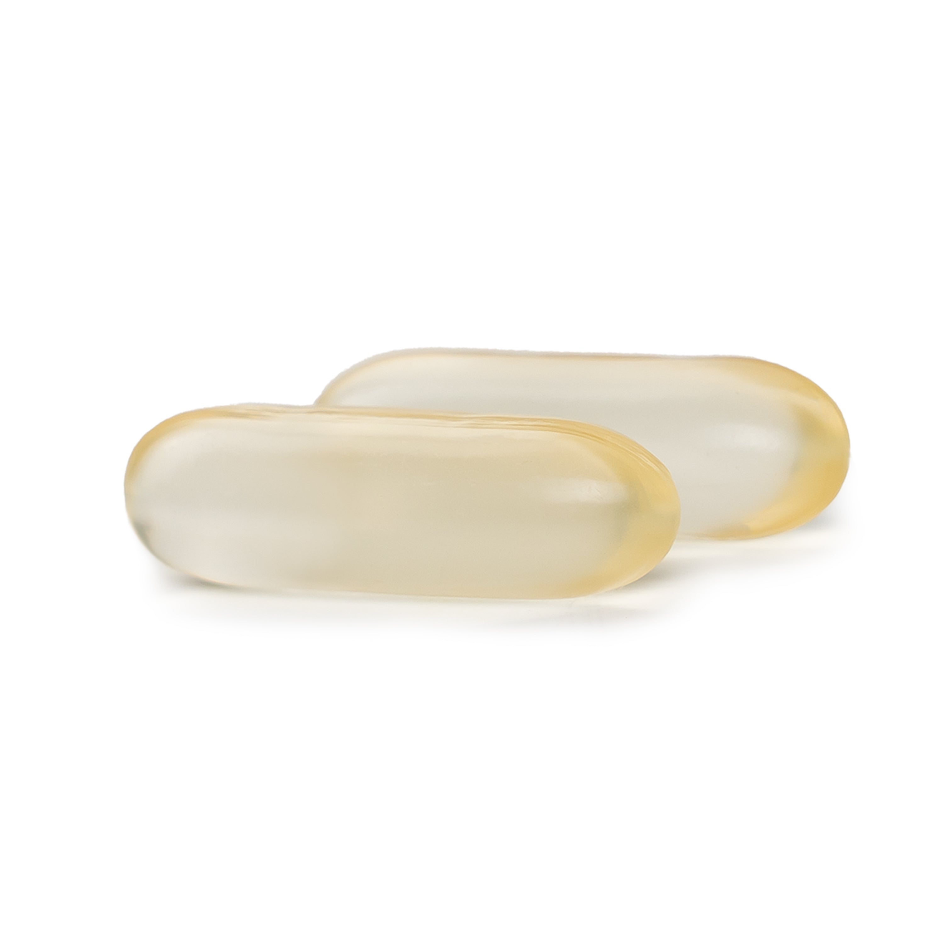 Two clear Naturewise Algae Vegan Omega-3 softgels on a white background