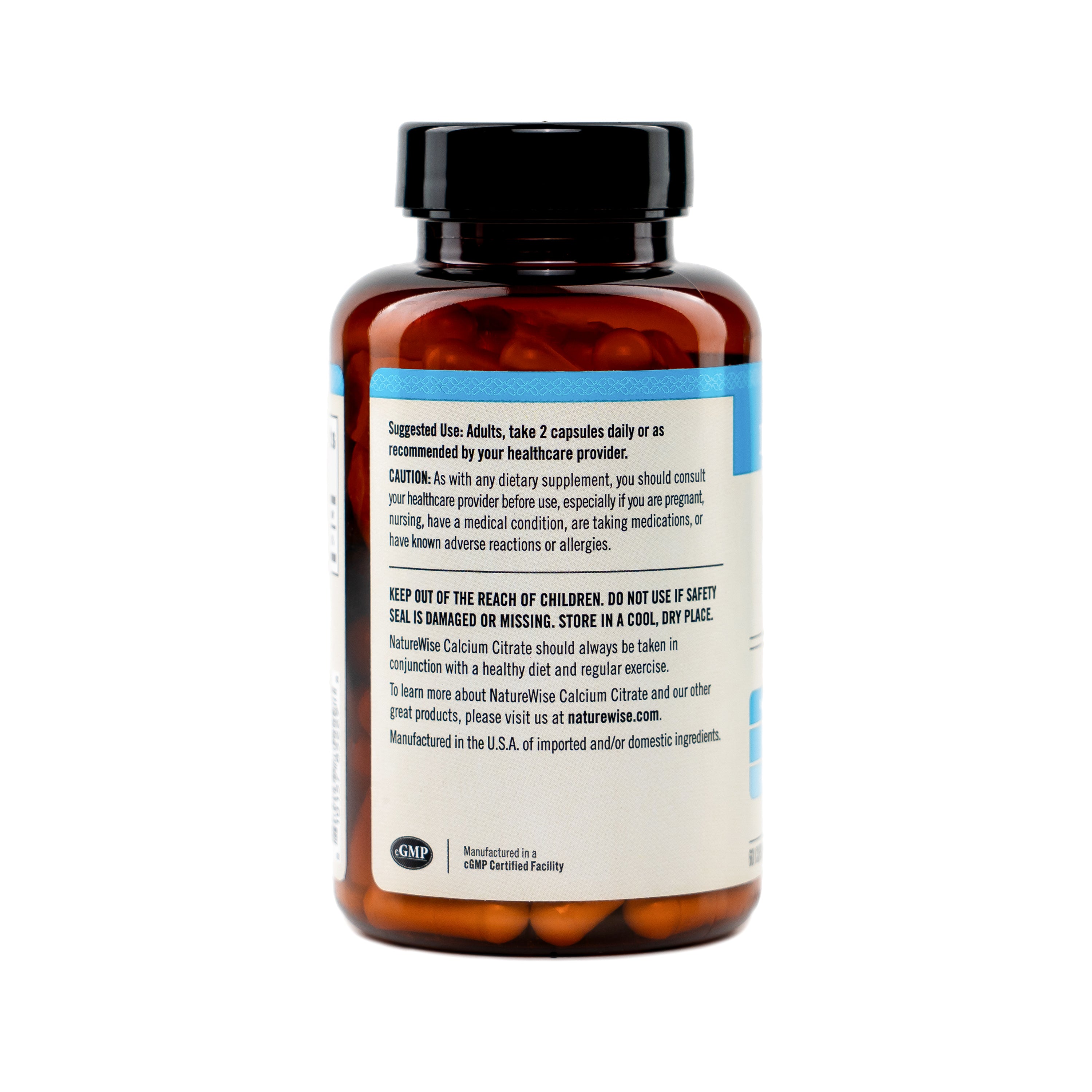 NatureWise Calcium Citrate 300 mg 60 Capsules supplement bottle with label on a white background