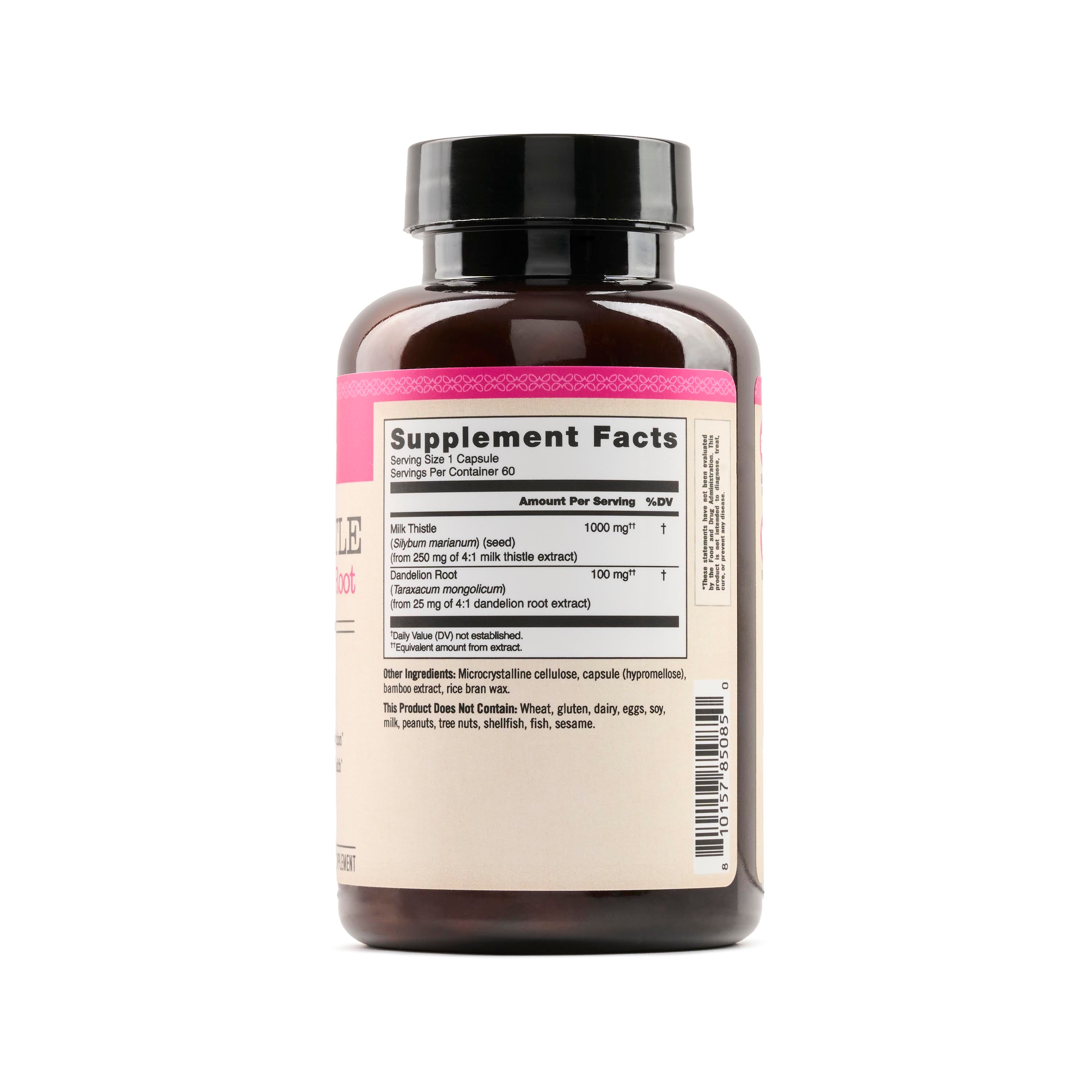 NatureWise Milk Thistle supplement side of bottle with the supplement facts.