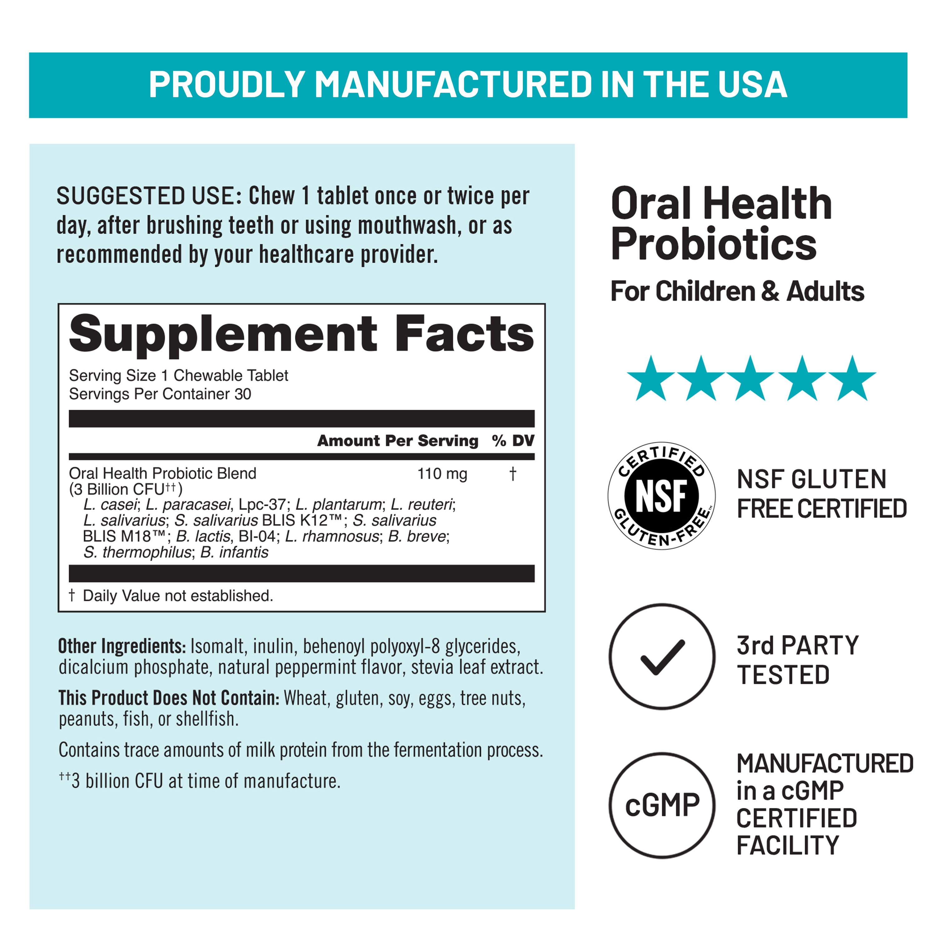 Oral Probiotics - Chewable Tablets