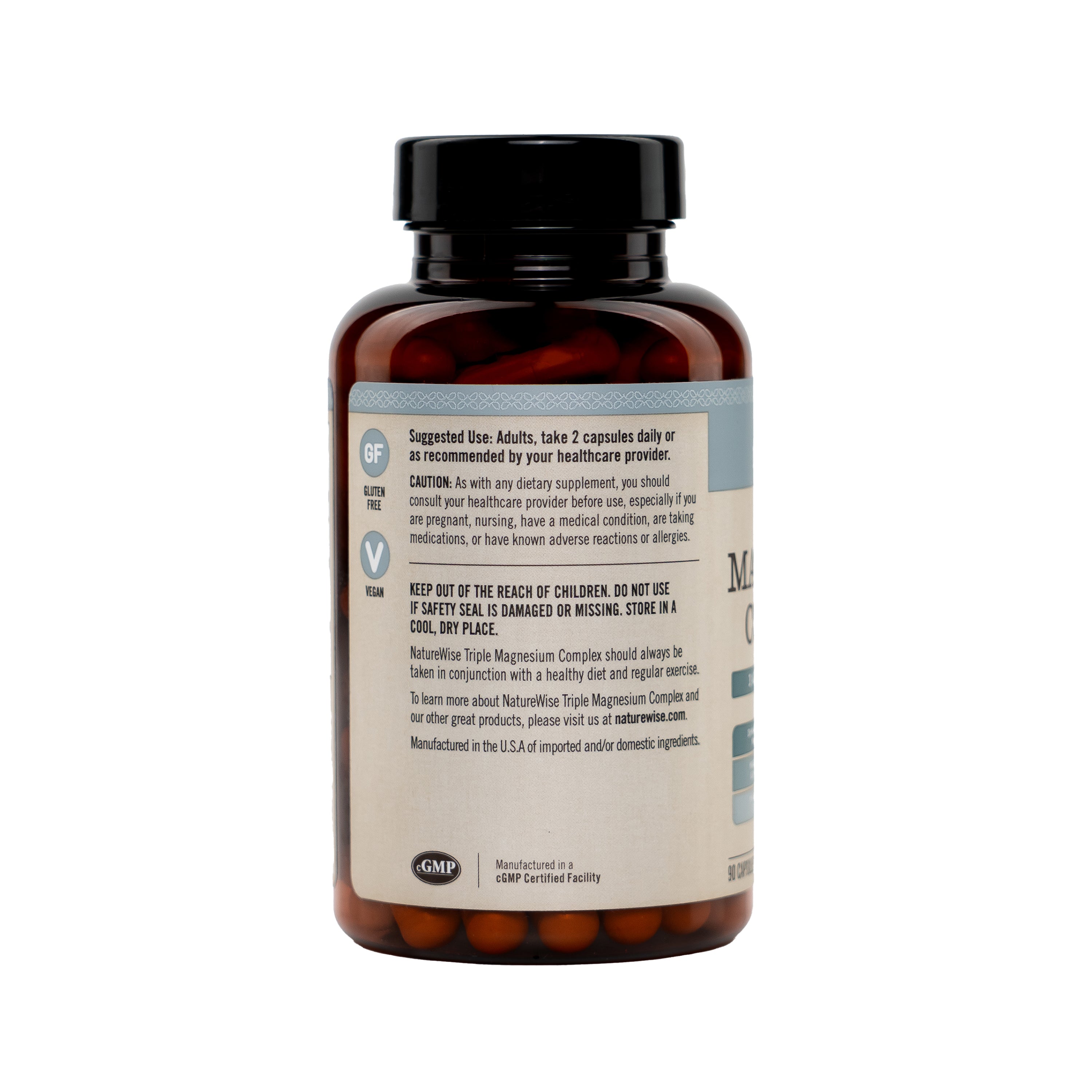 Magnesium complex supplement bottle with label on a white background