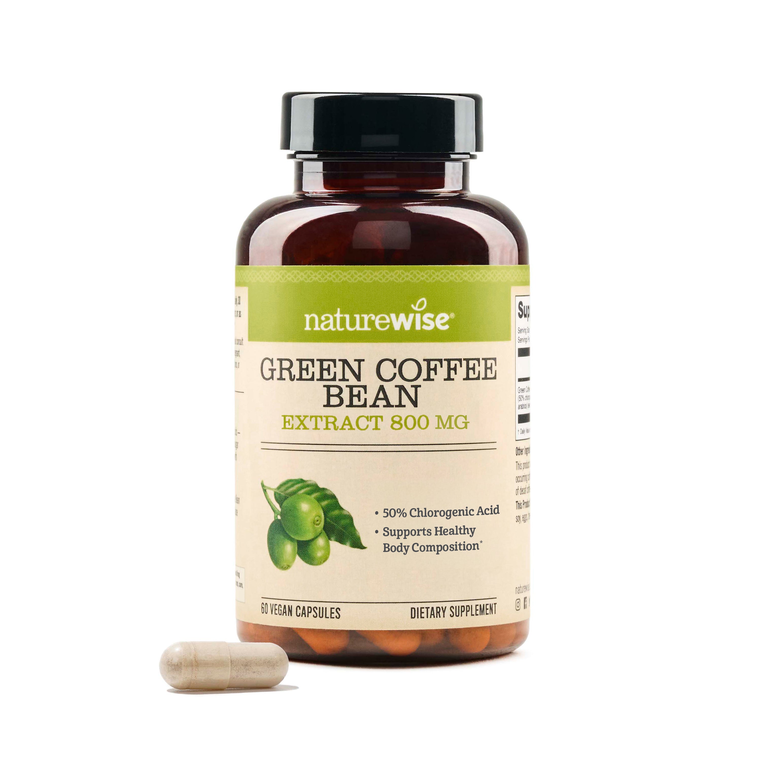 Naturewise Green Coffee Bean Extract supplement bottle on a white background