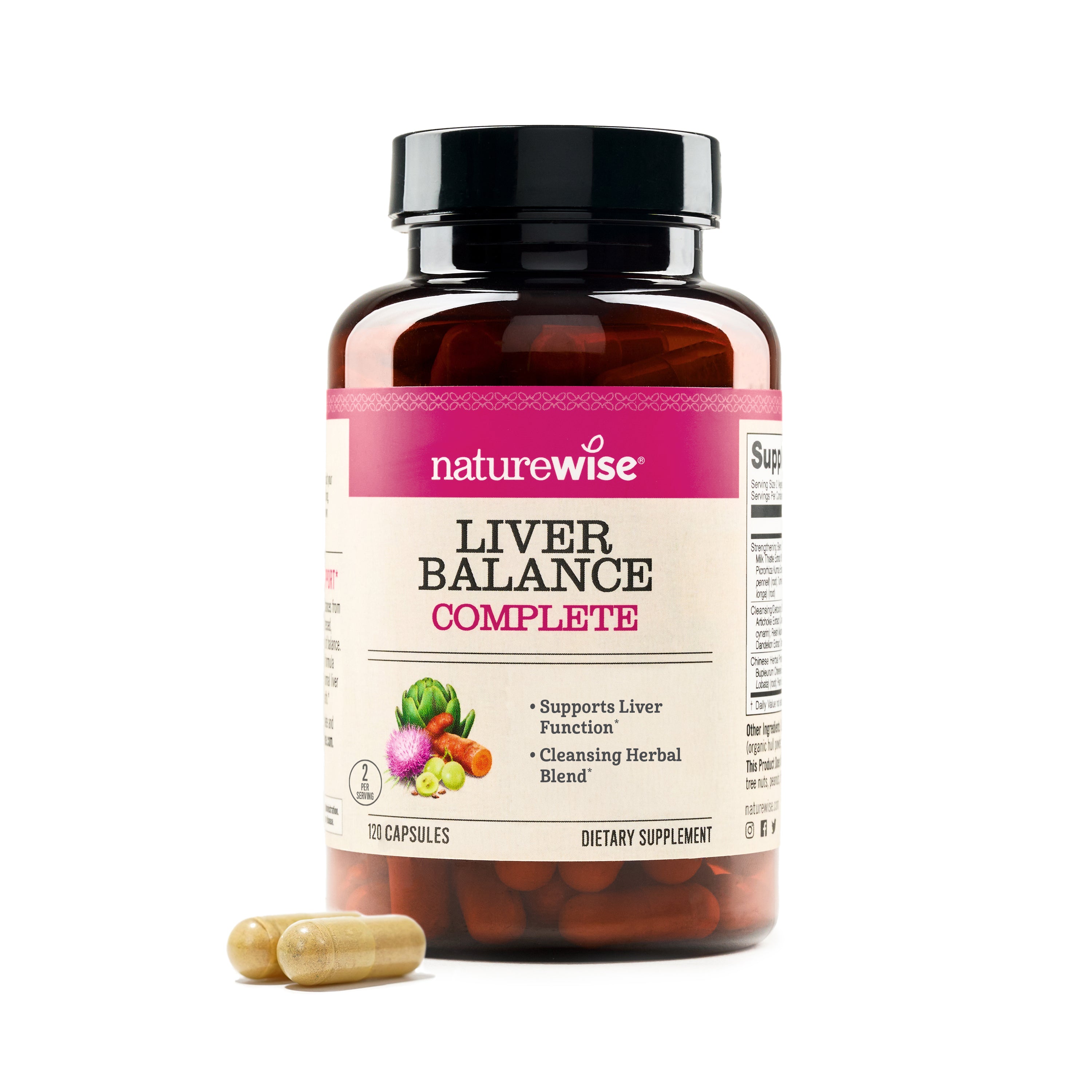 Naturewise Liver Balance supplement bottle 120 count on a white background