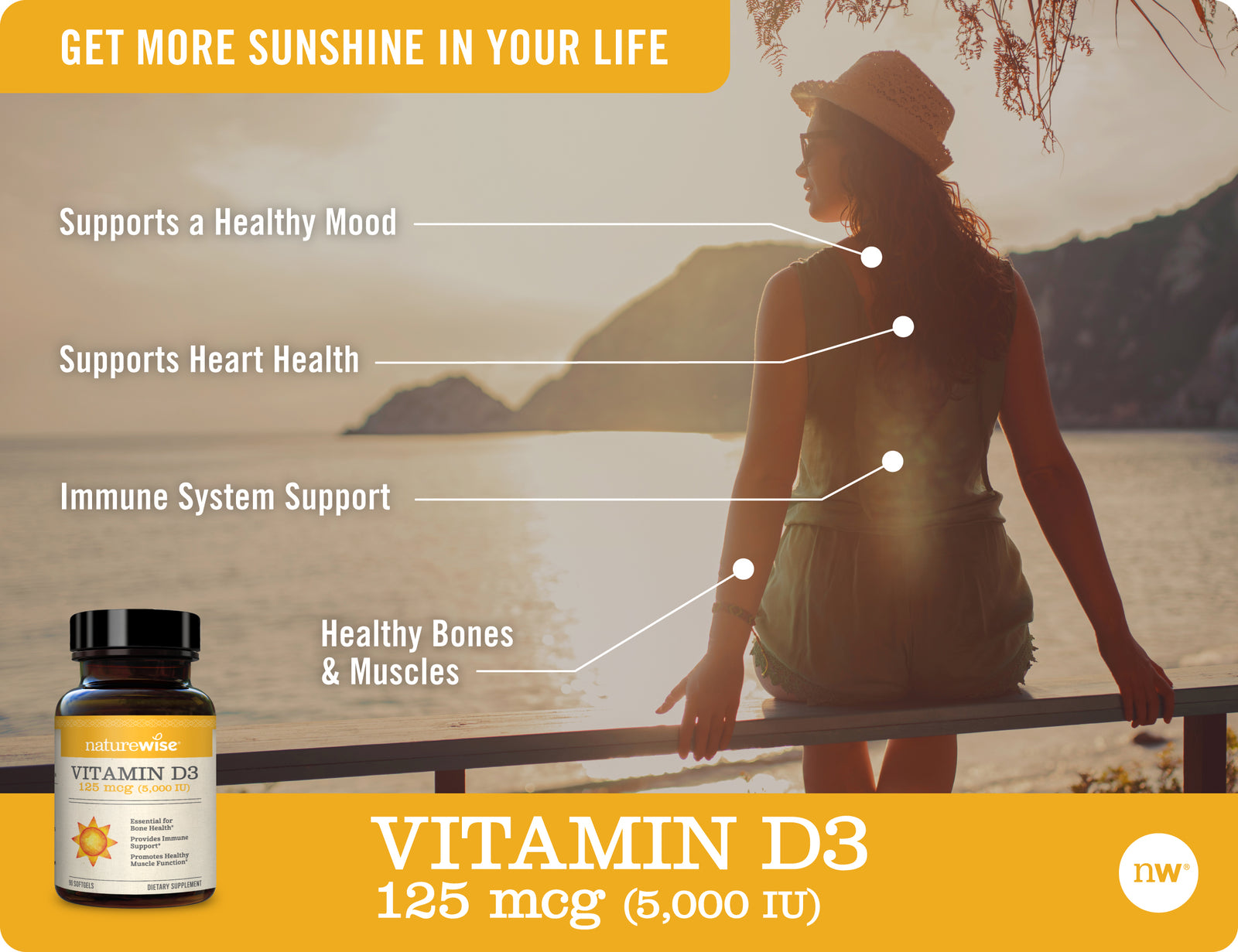 Vitamin D3 5,000 IU - 125mcg 90 Softgels benefits 