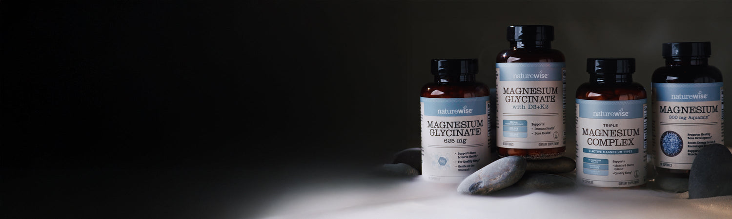 Magnesium glycinate vs citrate bottles lined up in a row