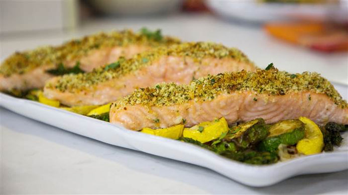 One-Pan Herb-Crusted Salmon and Vegetables