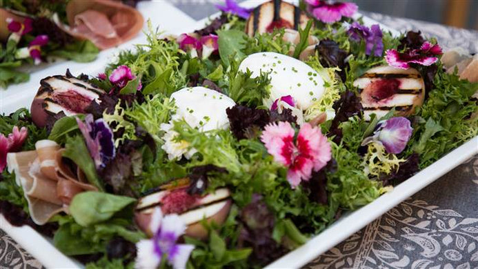 Grilled Peach, Burrata and Prosciutto Salad