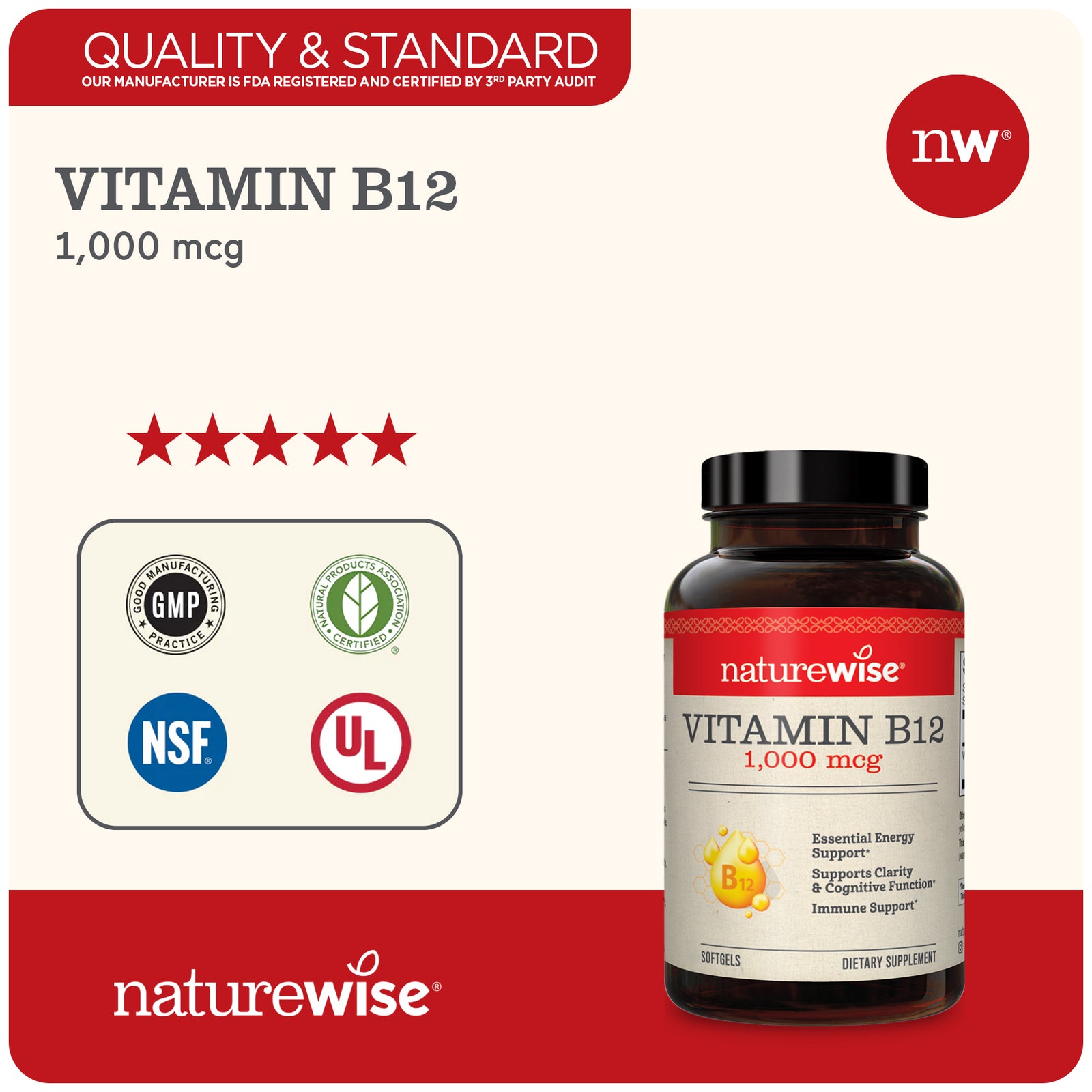 Vitamin B12 1000mcg Softgels - 60 Count