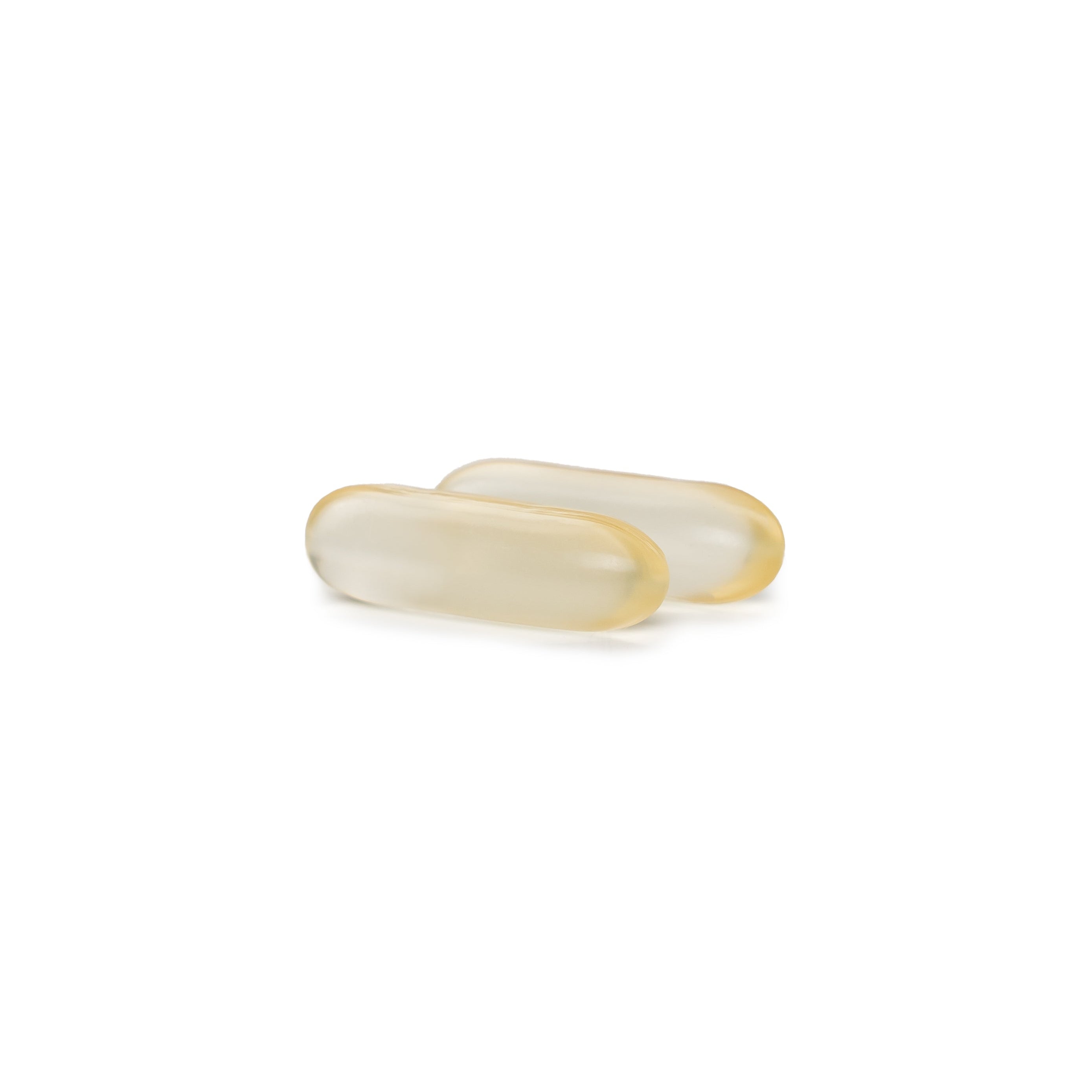 Two clear Naturewise Algae Vegan Omega-3 softgels on a white background