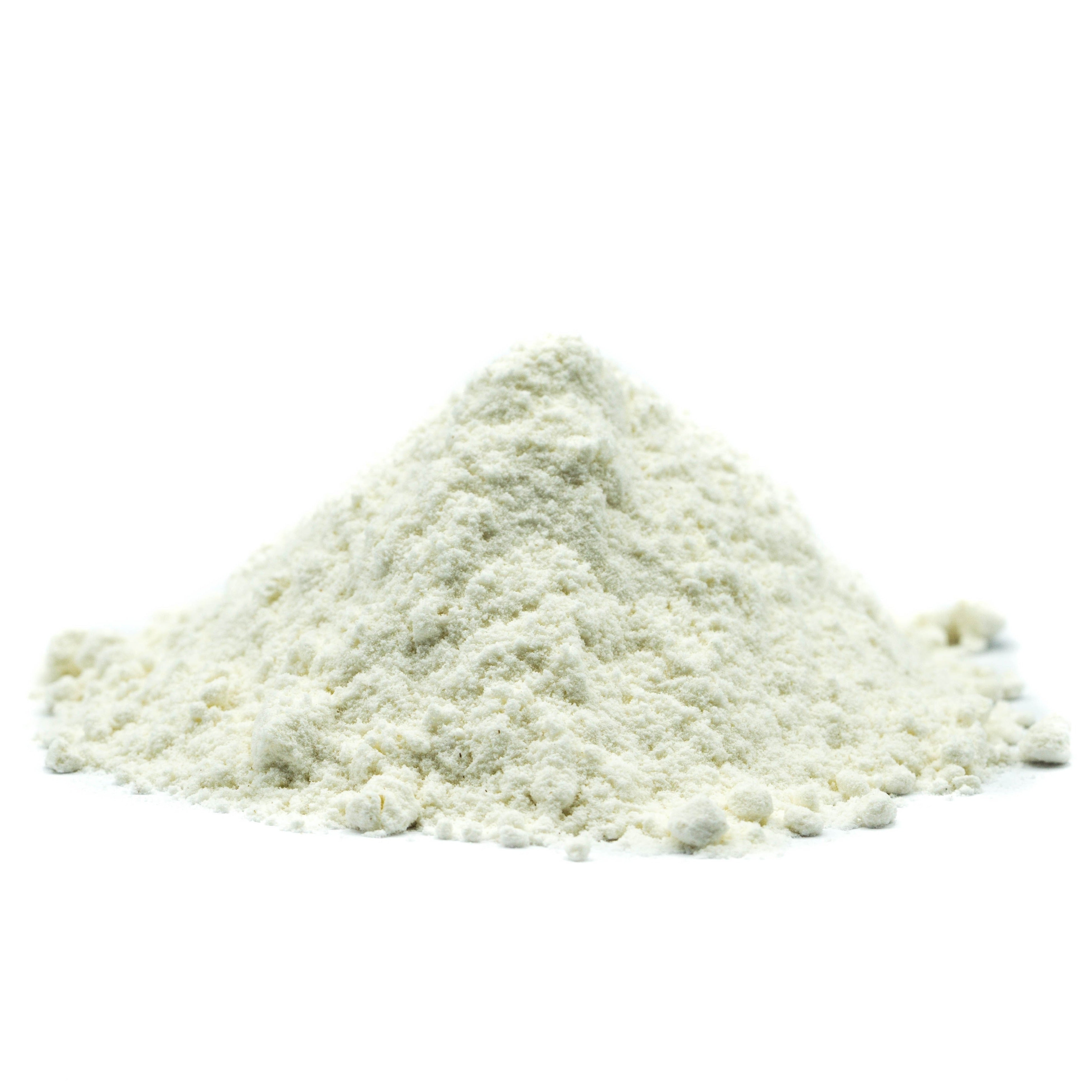 Pile of white DIM powder on a white background