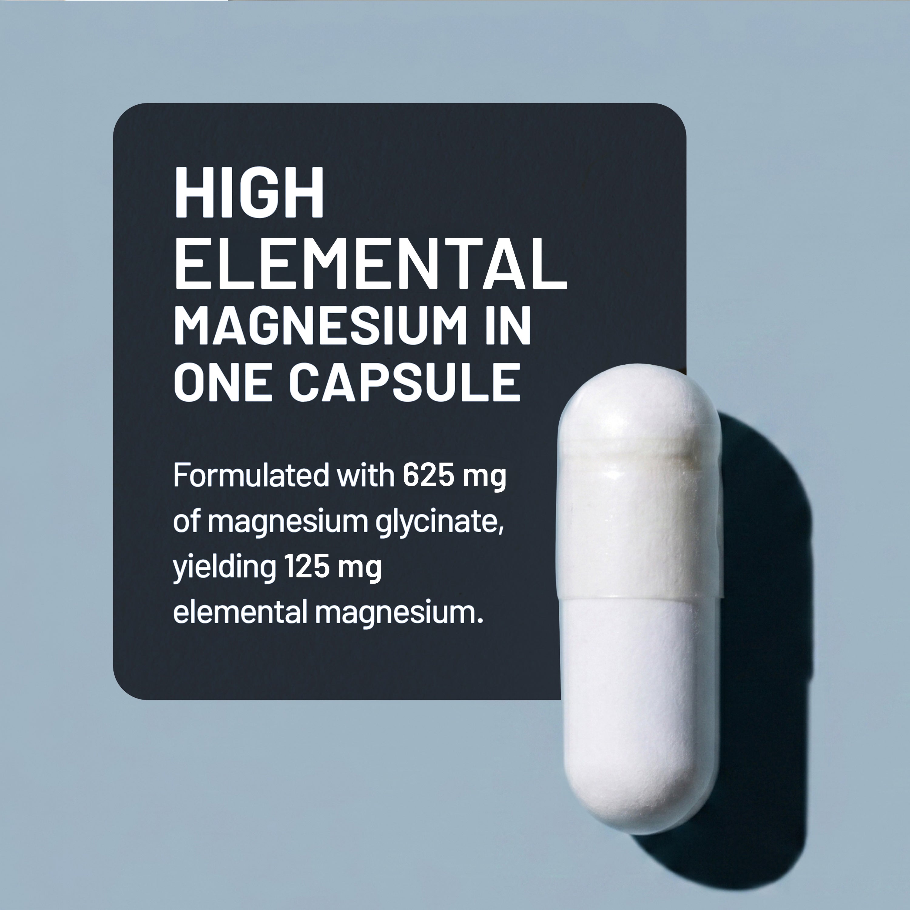 NatureWise Magnesium Glycinate  capsule with text about high elemental magnesium on a light blue background