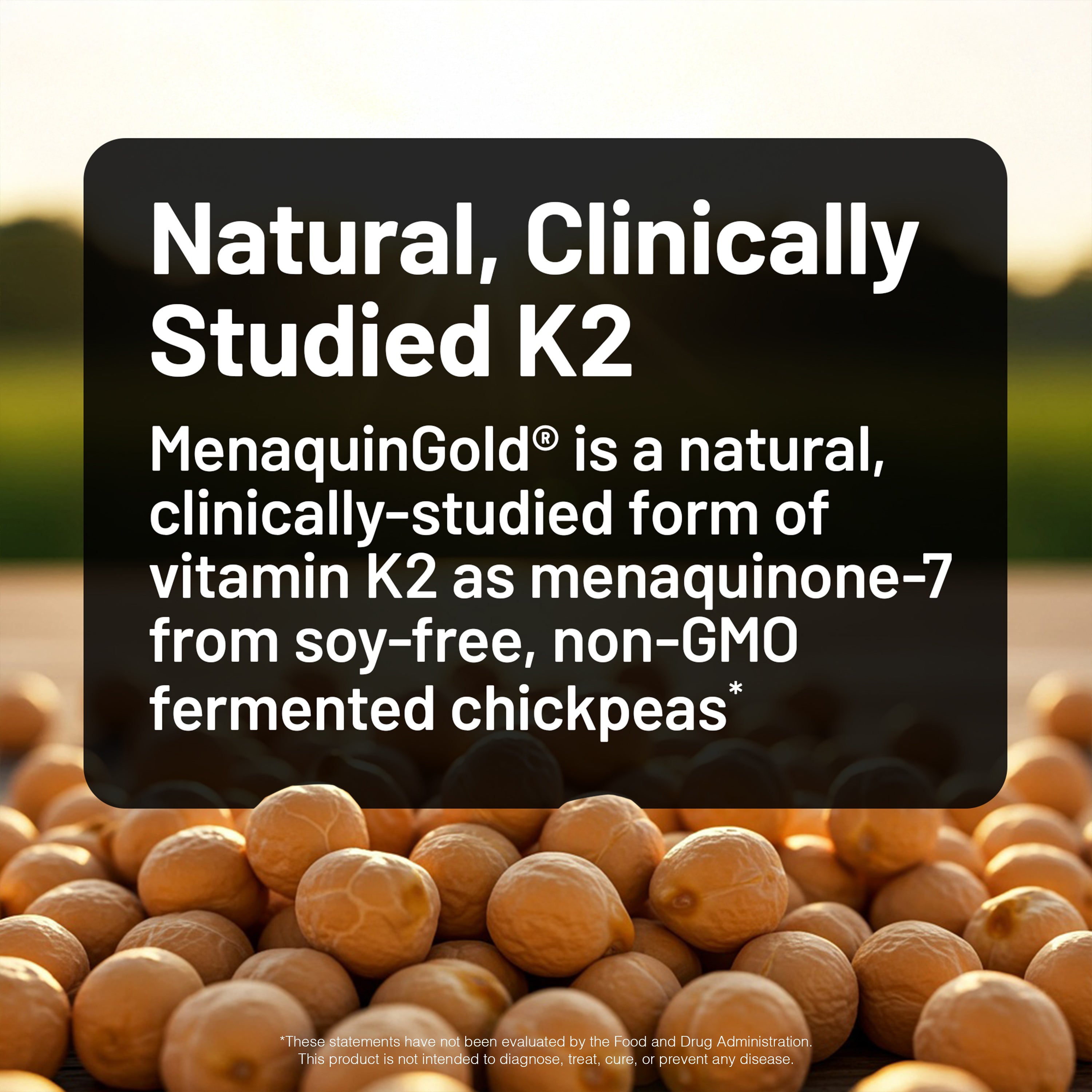 MenaquinGold vitamin K2 with chickpeas in the background