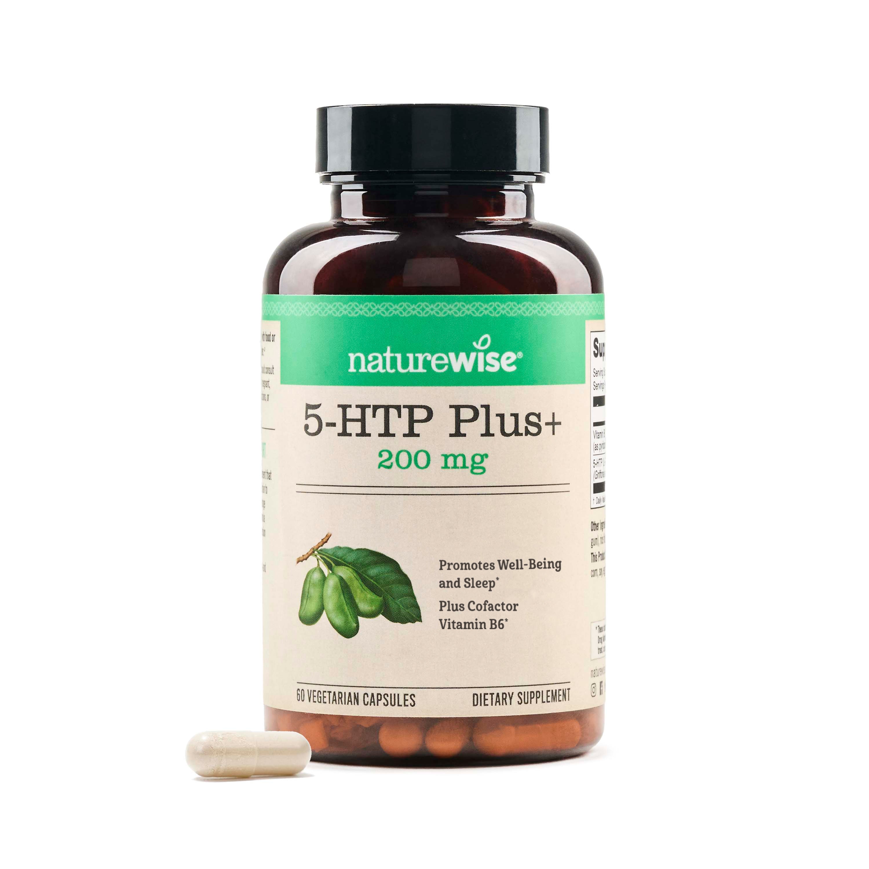 Naturewise 5-HTP supplement bottle on a white background