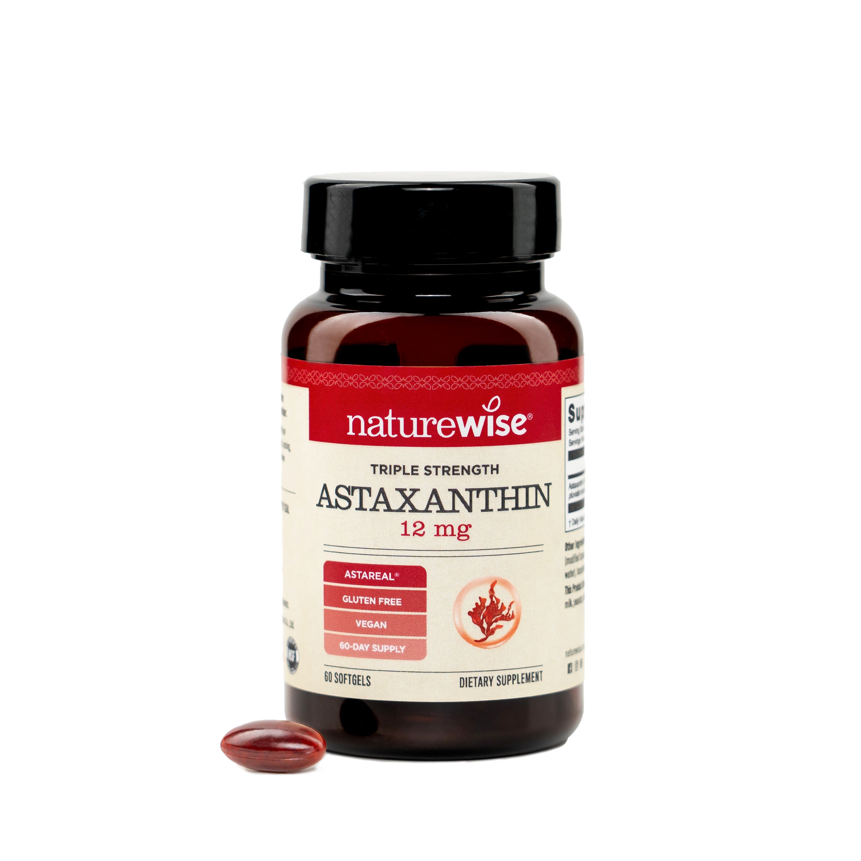 NatureWise Astaxanthin supplement bottle with a white background
