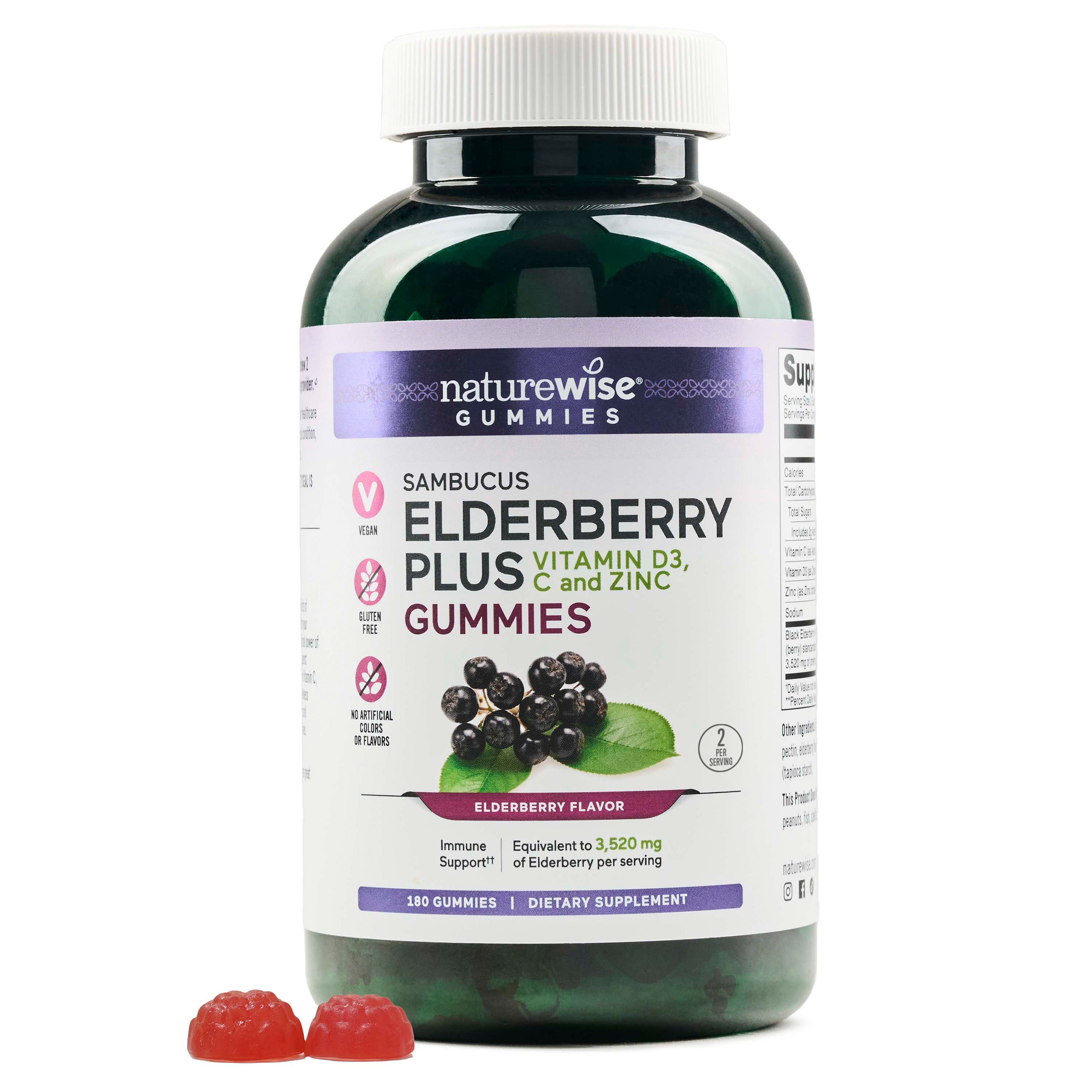 NatureWise Elderberry Gummies with Vitamin D and Zinc 180 gummies