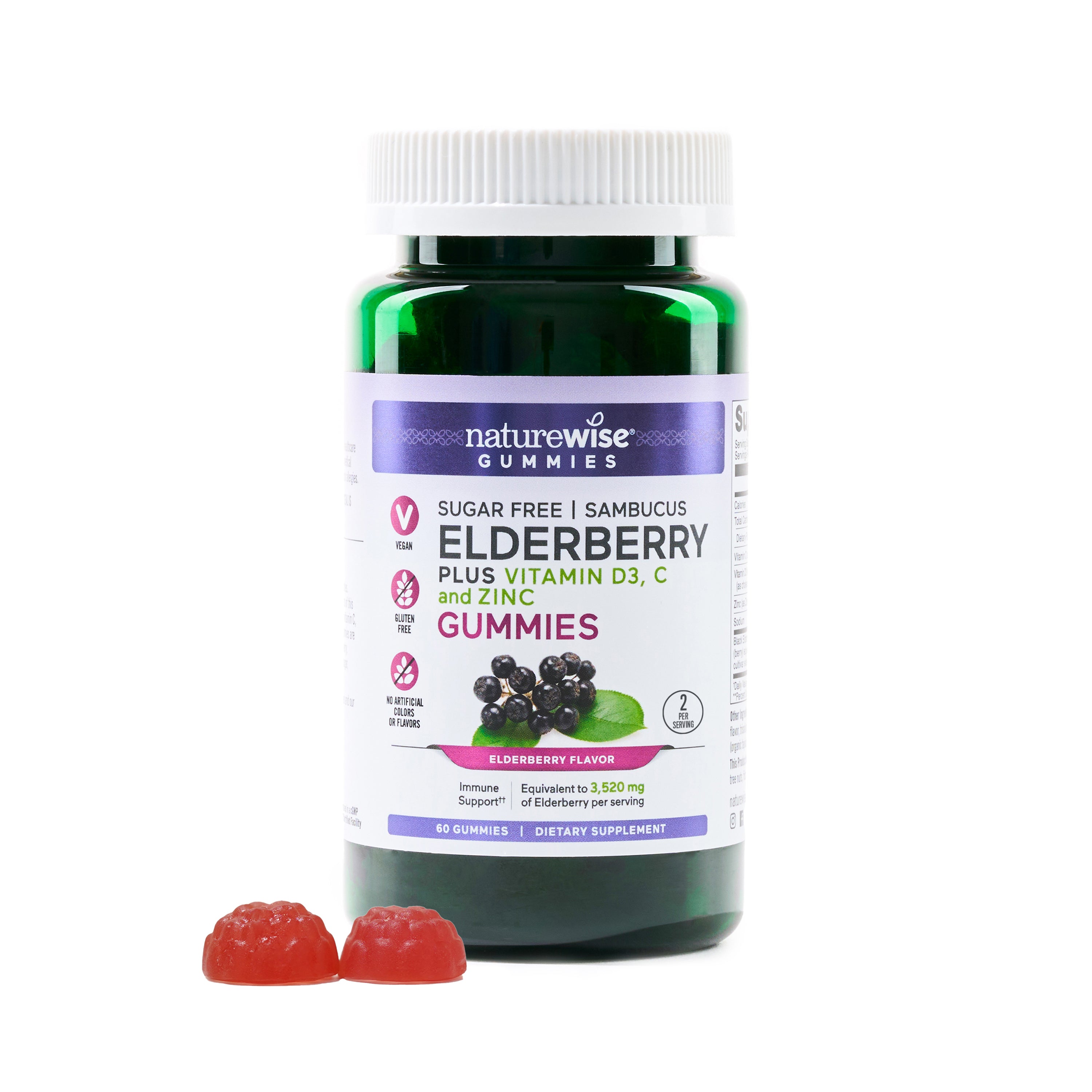 NatureWise Sugar Free Elderberry Gummies with Vitamin D and Zinc 60 gummies