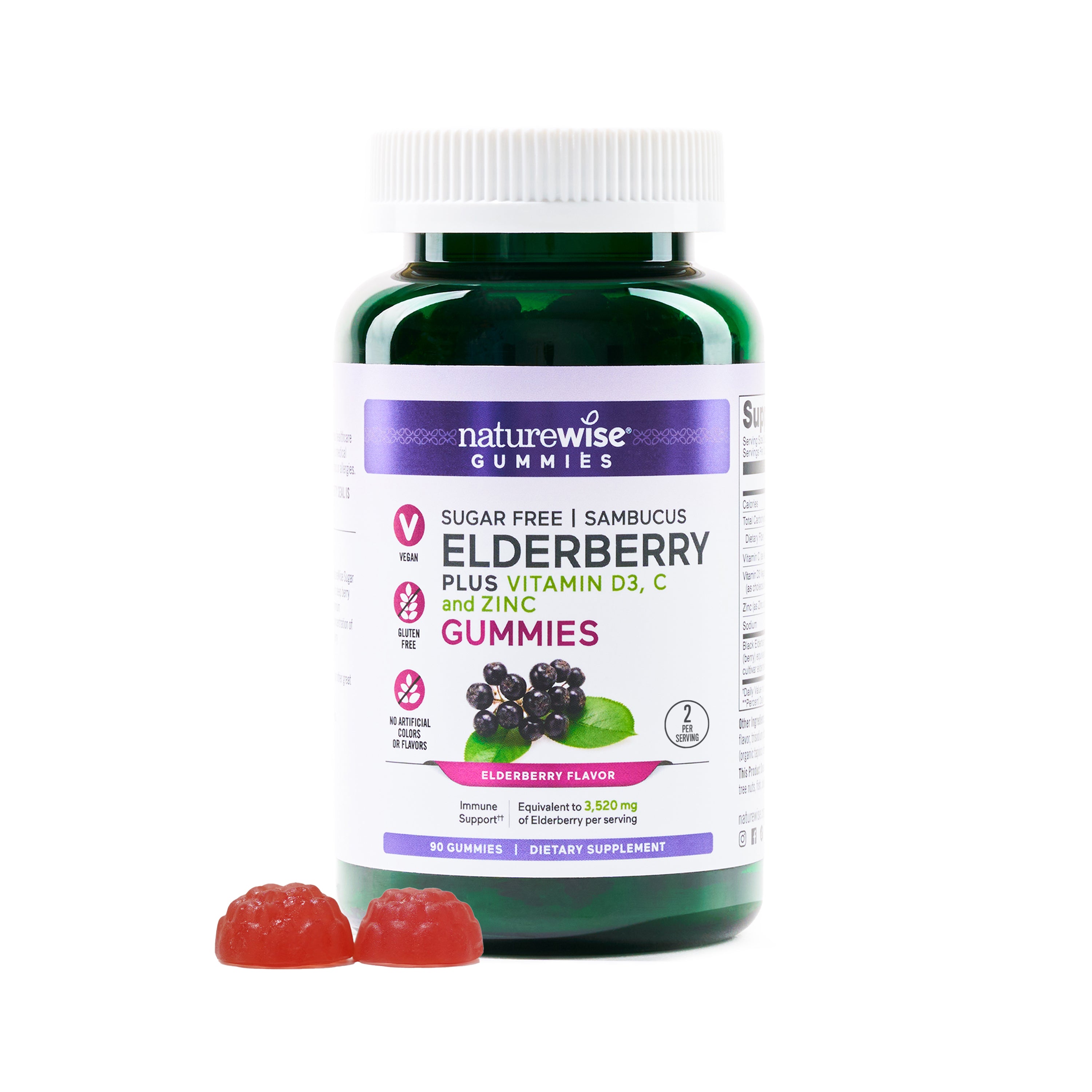 NatureWise Sugar Free Elderberry Gummies with Vitamin D and Zinc 90 gummies