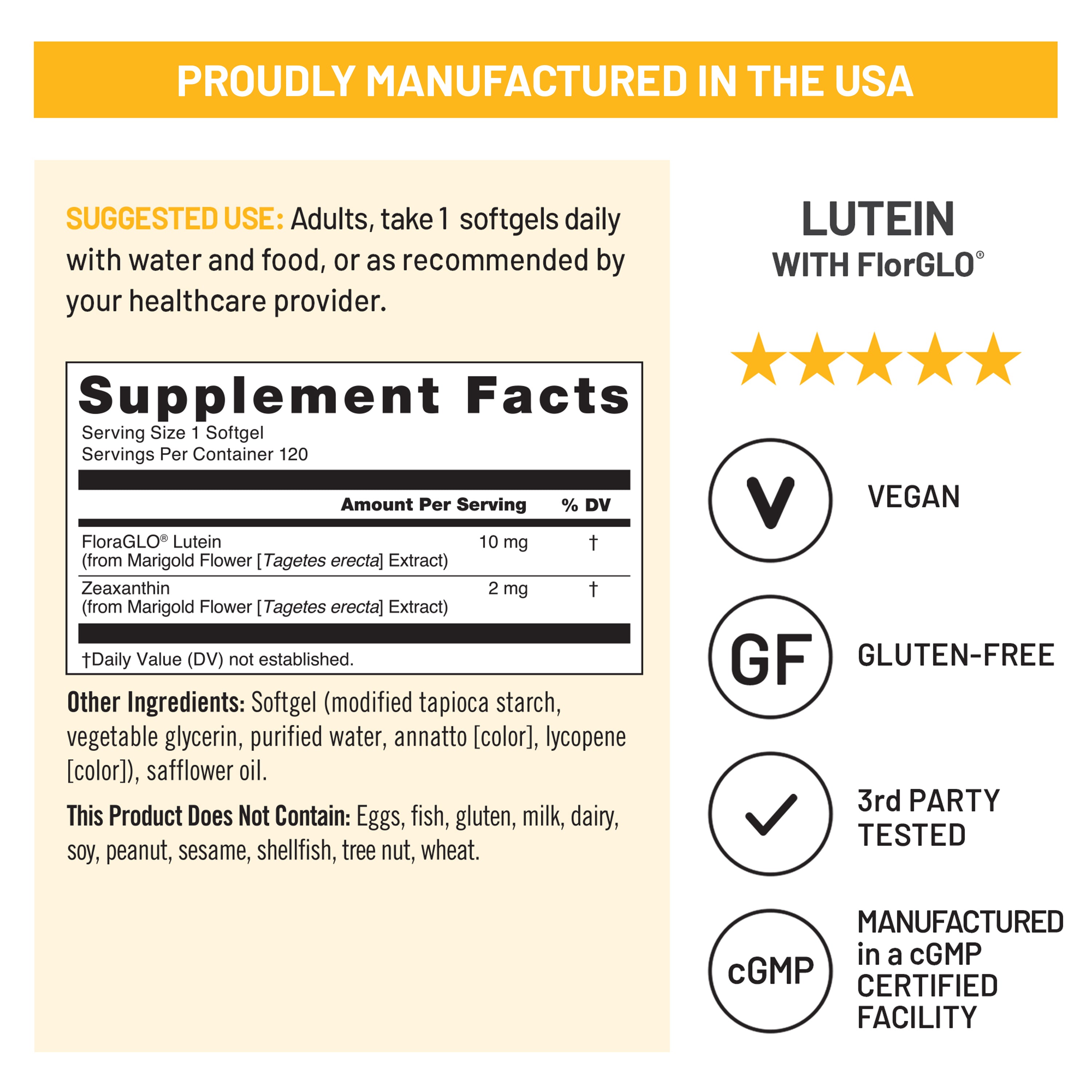NatureWise Lutein with FlorGLO® supplement fact label