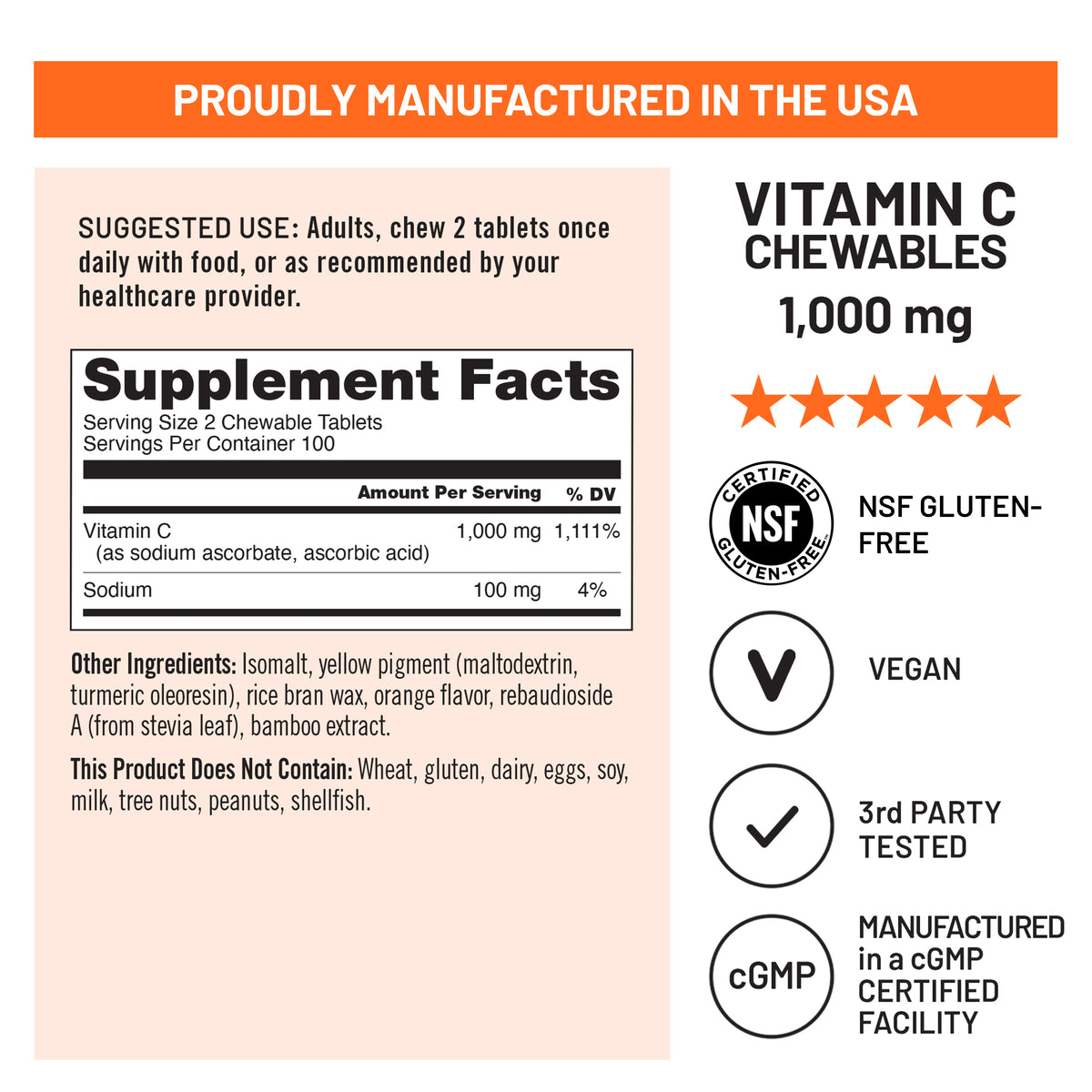 Chewable Vitamin C - 1000 mg | NATUREWISE