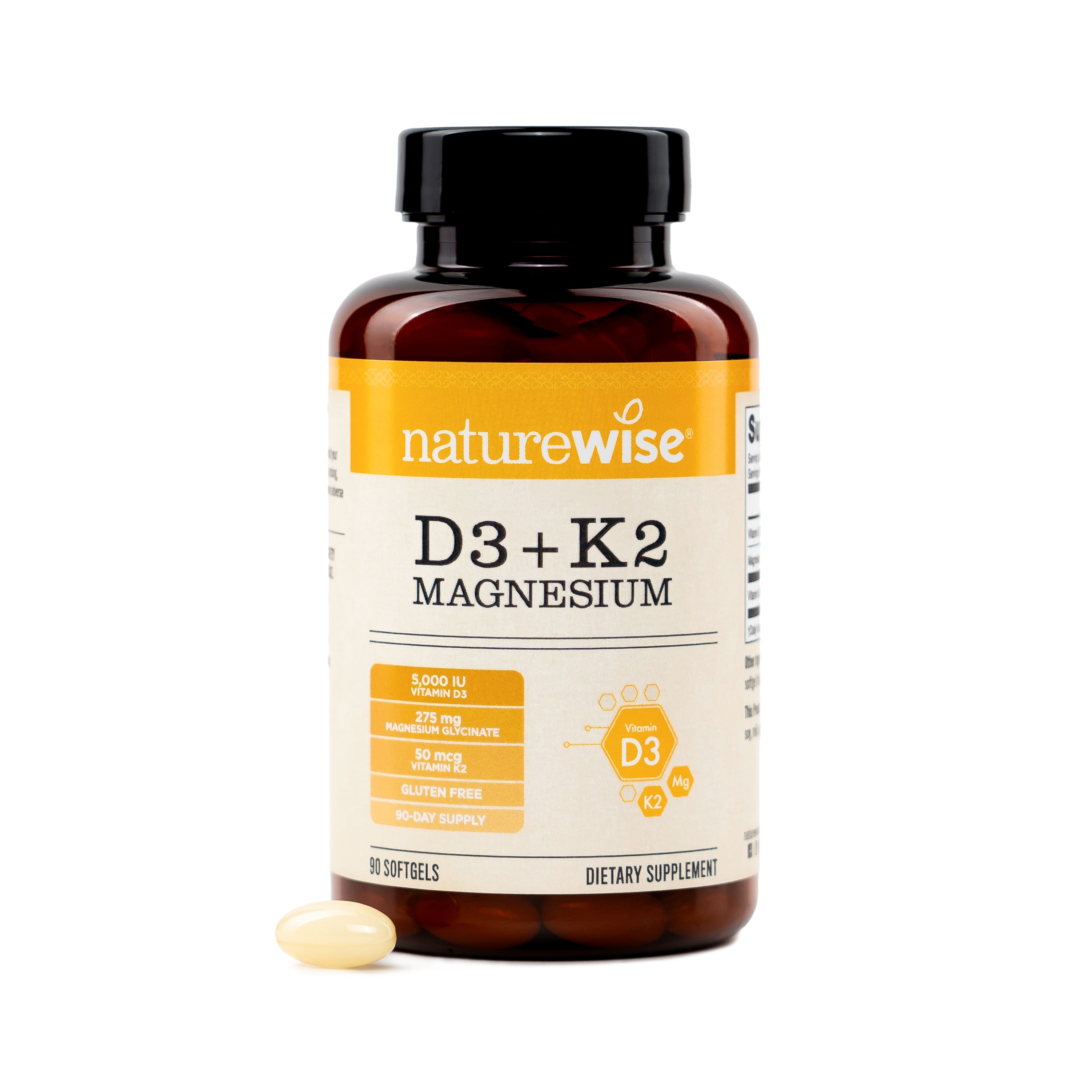 Vitamin D3 + K2 with Magnesium Glycinate | NATUREWISE