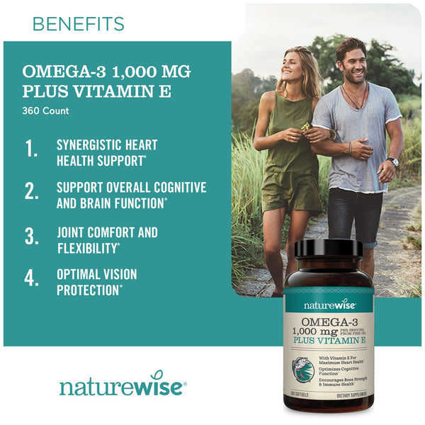 Omega-3 Fish Oil 1,000mg + Vitamin E, 60 Softgels