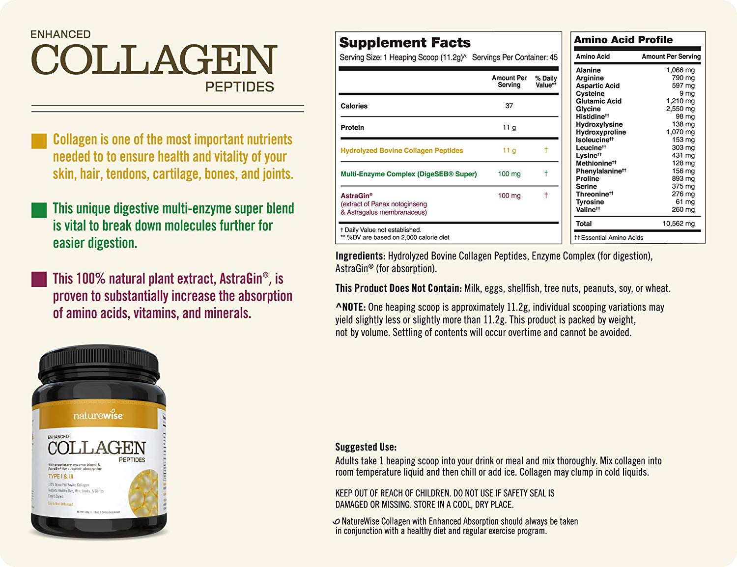 Enhanced Collagen Peptides Sup Facts