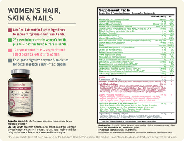 Women's Multivitamin with Hair, Skin & Nails Support Sup Facts 