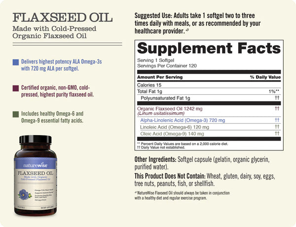Organic Flaxseed Oil - 120 Softgels