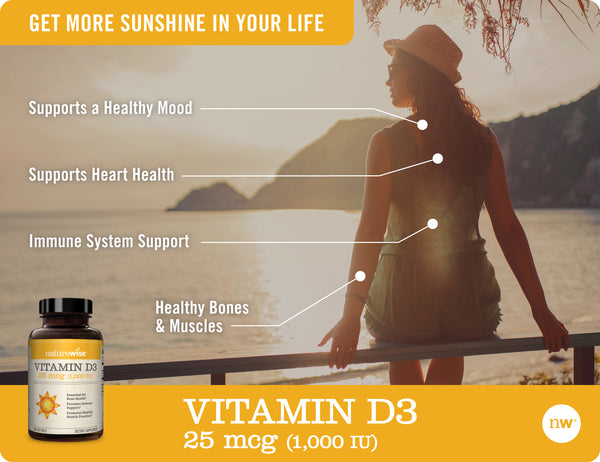 Vitamin D3 1,000 IU - 25 mcg 360 Softgels benefits 