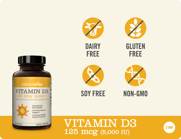 Vitamin D3 5,000 IU - 125mcg, 360 Softgels badges 