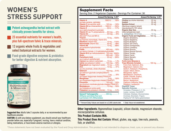 Women's Multivitamin with Stress Support Sup Facts 