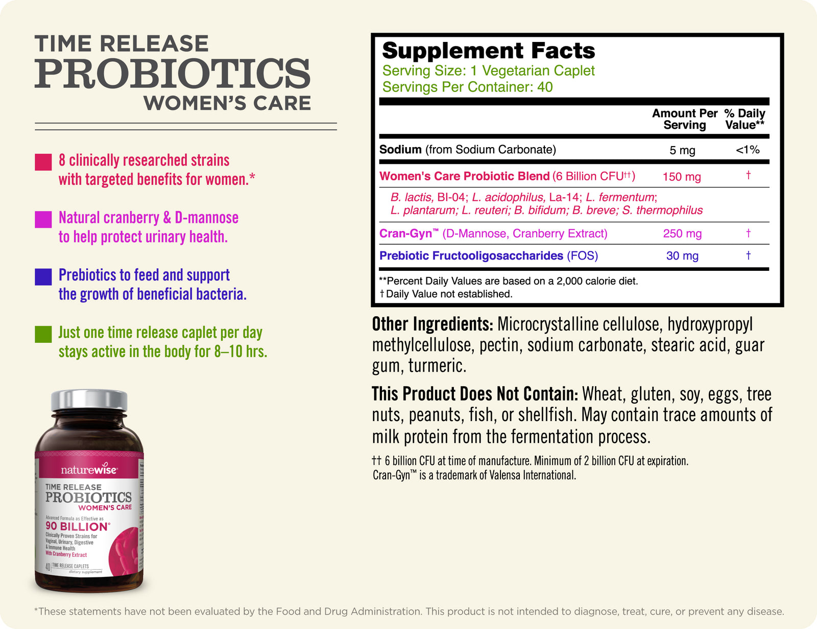 Women's Care Probiotics Sup Facts 